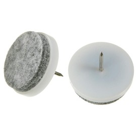 Pack of 100 Felt Furniture Glides Diameter 24 mm for Driving in with Pin G008 Made of Plastic, Felt Gliders
