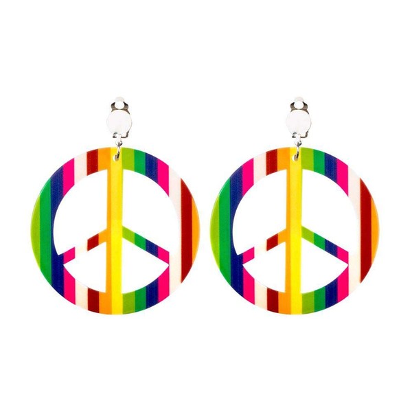 Boland 64502 - Boucles d'oreilles Peace - Boucles d'oreilles - Hippie, Flower Power - Accessoire de fête à thème, carnaval