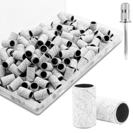 180Grit Nail Sanding Bands for Drill, 100Pcs Fine White Professional With 3/32" Bit, Set for Manicure & Pedicure