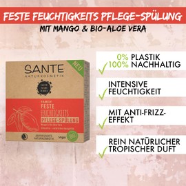 Sante Naturkosmetik SANTE Naturkosmetik Solid Conditioner for Dry Hair, vegan formula with mango and organic aloe vera, solid moisturizing conditioner, 1 x 60 g