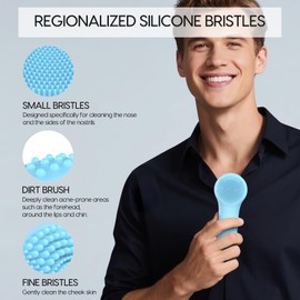 Silicone Facial Cleansing Brush, Portable Electric Face Scrubber with Heat and Vibration, 3 Modes Adjustable, Waterproof IPX6, USB-C Rechargeable, Deep Cleansing, Exfoliating and Massage