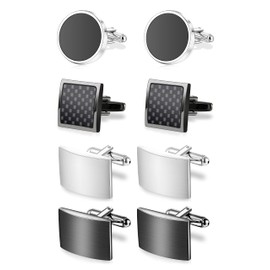 Tomovely 4 Pairs Cufflinks for Men Set Unique Cuff Links Mens Business Groom Gifts A