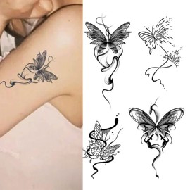 Tattoo Stickers Butterfly Ink Color 2 Weeks Waterproof Korean Henna Tattoo Butterfly Black
