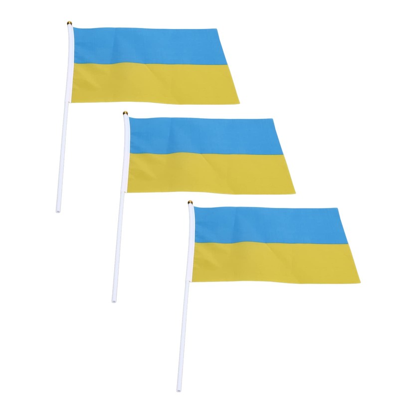 10pcs Ukrainian Flag, 12 x 8 inch Flat and Stick