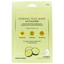Cala Refreshing Essence Face Masks with Cucumber - 10 Sheets Hydrating Sheet Masks for Soothed, Radiant Skin