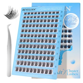 BEYELIAN Lash Clusters Soft Cluster Eyelash Extensions Ultra-Thin Flat Wispy Eyelash Clusters Lightweight for Everyday Use 10-16mm 120 Pcs (CCE103)