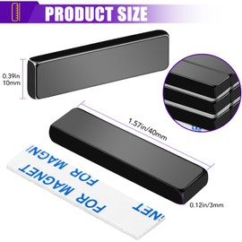 MIKEDE Refrigerator Magnets,9 Pcs Waterproof Neodymium Bar Magnets with Epoxy Coating, Black Magnets with Adhesive for Whiteboard, Kitchen, Crafts, Tools and Science Classroom - 1.57 x 0.39 x 0.12 in