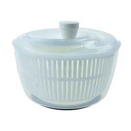 OPTIVICE Plastic 5L Salad Spinner Large | Large Capacity with Plastic mesh and Easy Spin Mechanism Lettuce Spinner | Kitchen Essential Salad Spinners, Fruit Washer, Fruit and Veg wash (White)