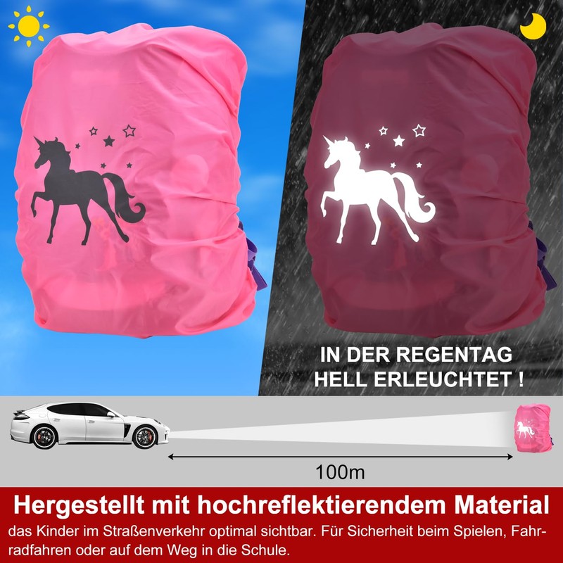 Rain Cover School Bag, Waterproof Reflective Backpack Rain Cover Protective
