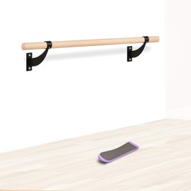 flybold Wall-Mounted Ballet Barre with Turning Board and Premium Wooden Bar - Home Workout and Dance Equipment - Rust, Wobble-Free - 4ft, 1.5ft Diameter - Multiple Colors
