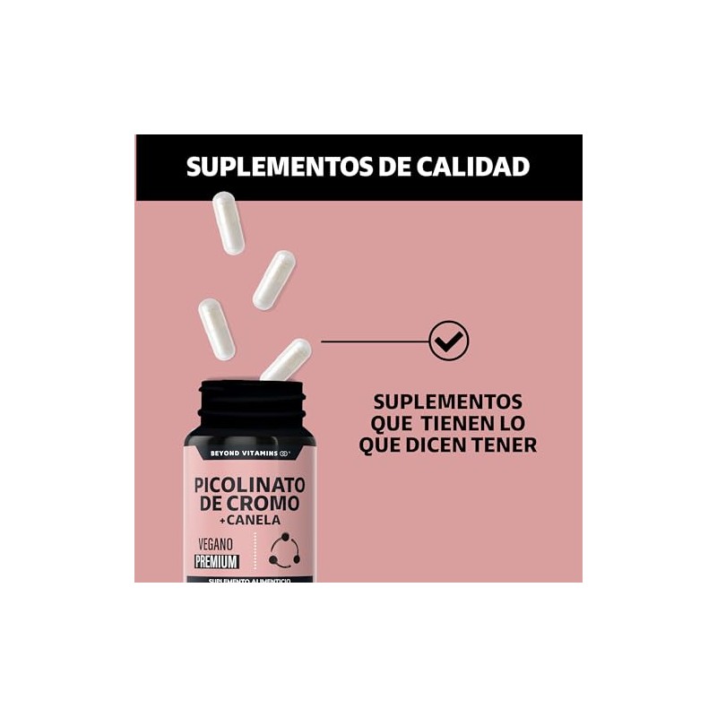 Beyond Vitamins | Picolinato de Cromo con Canela, Cápsulas VCaps,