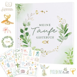 BOFUNX Guest Book My Christening Boys Girls 60 Pages Memory Book Christening Book for Boys Girls with 4 Sheets Sticker Sheets for Christening Gift Christening Album Christening Party Decoration