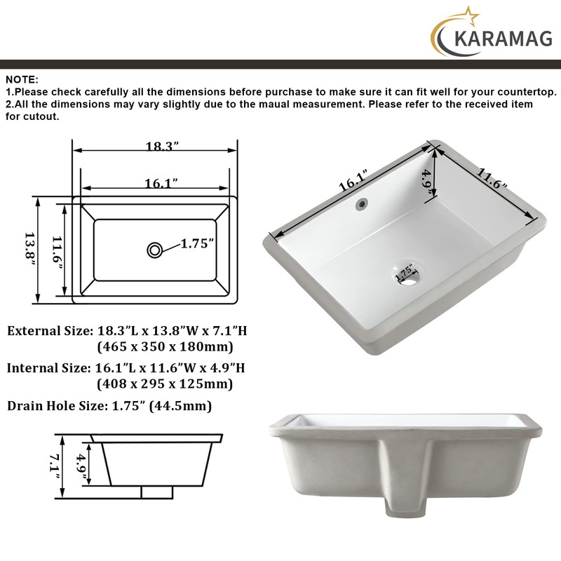 18 Inch Undermount Bathroom Sink Small Rectangle Undermount Sink White