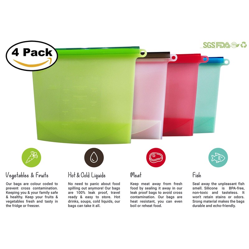 Large Freezer Bags (UK Company) Reusable Food Bags Kitchen Storage