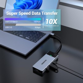 Hub C USB, OBERSTER 5 in 1 USB C Hub with 4K HDMI Output, 3 USB 3.2 with Transfer speeds up to 10Gbps, 100W PD, Adapter USB C for Mac Pro/Air Dell and Other Type C Device