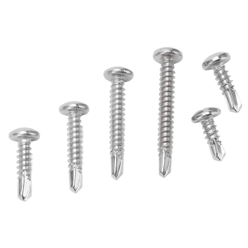 200PCS Round Head Cross Screws 304 Stainless Steel Self Drilling