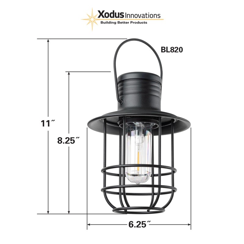 Xodus Innovations BL820-2 Battery-Operated LED Filament Style Lantern Outdoors Either