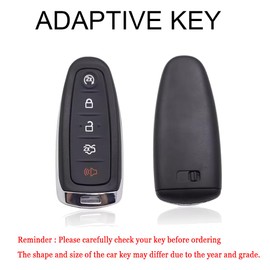 HIBEYO Key Fob Cover for Ford Edge Escape Focus C Max Kuga Explorer Taurus Accessories with Keychians PVC Carbon Fiber Key Case for Ford Key Protector-Black