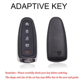 HIBEYO Key Fob Cover for Ford Edge Escape Focus C Max Kuga Explorer Taurus Accessories with Keychians PVC Carbon Fiber Key Case for Ford Key Protector-Black