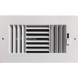 HBW Three-Way Plastic Side Wall/Ceiling Register in White 8" w X 4" h for Duct Opening (Outside Dimension is 9.75" w X 6" h)