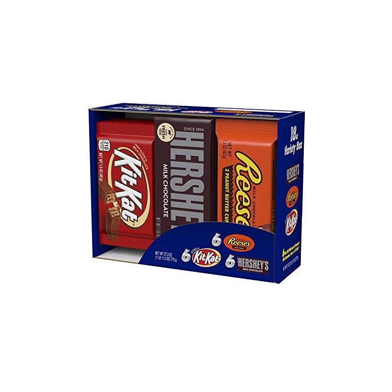 Hershey's Full-Size Bars Variety Pack, 18 count (Pack of 3)