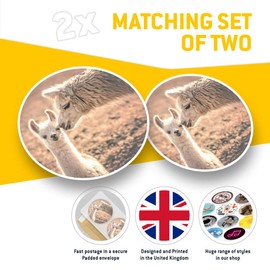 Vinyl Stickers (Set of 2) 7.5cm - Cute Llama Alpaca Mum Baby #12989