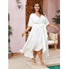 SCOMCHIC Women Plus Size Maxi Dress Short Sleeve Wrap V