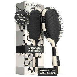 FRAMAR Hairbrush Comb Dry Check Print Hair Brush Detangler - Women's Wet Black and White Accessories Sepillos Para Cabello Detangle, Checkered, 1 Piece / FRAMAR 헤어브러쉬 빗 드라이 체크 프린트 헤어 브러시 디탱글러 - 여성용 습식 흑백 액세서리 세필로스 파라 카벨로 디탱글, Checkered, 1개