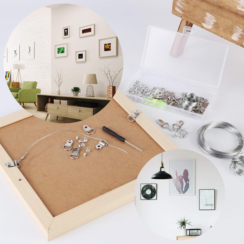 131 Pcs Picture Hanging Kit,100ft Stainless Steel Picture Frame Wire