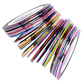 IWOWHERO 30 Color Nail Art Line Sticker Kit Press on Nails Nail Decals for Women Ladies