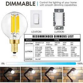 LEOOLS e12 led dimmable g16.5 Light Bulb 6W Equal 60 Watt 600lm AC120V e12 Candelabra Bulb 60 Watt for Chandeliers,Ceiling Fan,Vanity Daylight 4000K Globe e12 Light Bulb 6Pack
