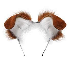 ILUFAM Dog Ears Headband Puppy Ears Hair Hoop Bendable Animal Ears Cosplay Headwear Costume Party Hair Accessories (Brown)