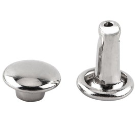 Walfront Leder Nieten Set, 100 Satz Doppel Cap Nieten für Leder 8mm, Handwerk Reparaturen Dekoration, Doppel Cap Rivet Rohr Metallbolzen Kit, 6 × 8mm für DIY Tasche Schuhe Reparaturen(Silber)