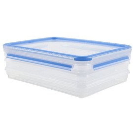 Emsa 508556 slicer box system with lid, 1 liter, transparent / blue, clip & close