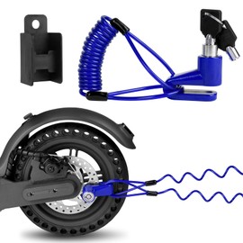 Ainiv Disc Brake Lock, Anti-Theft Cable Lock for E Scooter, Bike, Electric Bike, Skateboards, Strollers, Lawnmowers - Waterproof 5FT /12mm Cable with 2 Keys - Blue