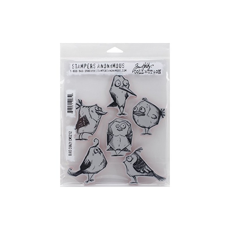 Stampers Anonymous CMS-212 Crazy Bird Mounted Stamp, Red, Gray, 7