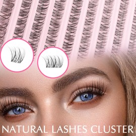AIZUIWIY Individual Eyelashes Cluster Lashes Fluffy Wispy Lashes with Invisible Clear Lash Band DIY Natural Lash Extensions Faux Mink Eyelash Clusters Mix 8-16mm Individual Lashes