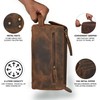 LEATHER VILLAGE Premium Leather Travel Toiletry Bag - Unisex Water-Resistant