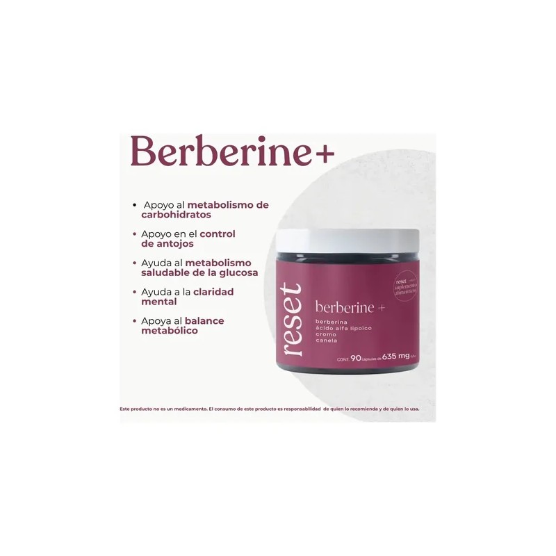 Reset Suplemento Berberina + Ácido Alfa Lipoico Cromo Canela 90