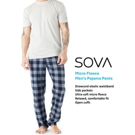 Sova Home Men's Combo Pack Ultra Comfy Fit Micro Fleece Pajama Pants (Green Plaid/Grey Plaid, Large)