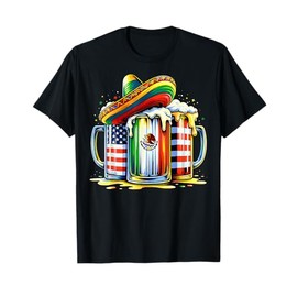 Beer Mexican USA Flag Cinco de Mayo Drinking Mexican Party T-Shirt