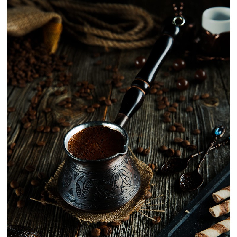 DEMMEX Thickest Copper Turkish Greek Arabic Coffee Pot, Stovetop Coffee