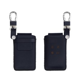 kwmobile Leather Car Key Case Compatible with Renault 4-Button Smartkey Car Key (Keyless Go Only) Key Cover - Key Bag Dark Blue