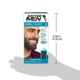 Just For Men Tinte Colorante en Gel para Barba y Bigote,Castaño Oscuro B45,Sin Amoníaco, Con Cepillo De Fácil Aplicación, Paquete de 3, 66ml