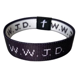 Truthful Lips W.W.J.D Bracelet Elastic Bracelets - WWJD Bracelets 1 pack or collect all 6 and save (Black, (7in) Regular) - Jewelry for Women - Roped Elastic strand Bracelets