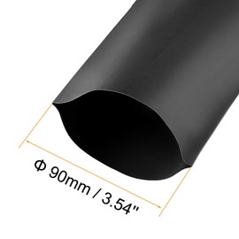 TOP-VIGOR 90mm Heat Shrink Tubing, 1M Length Heat Shrink Sleeving, 2:1 Ratio Heat Shrink Tube for Electrical Insulation, Repairs, Wrap Cable, Wire Connectors, Black
