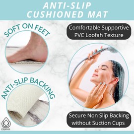 Shower Mat Non Slip - Soft PVC Loofah Bath Mat for Shower - Square Shower Stall Mat - Secure Anti Slip Mat Without Suction Cups - Square Bath Mat - Shower Pad Non Slip Mat (Grey Marble 24x24)