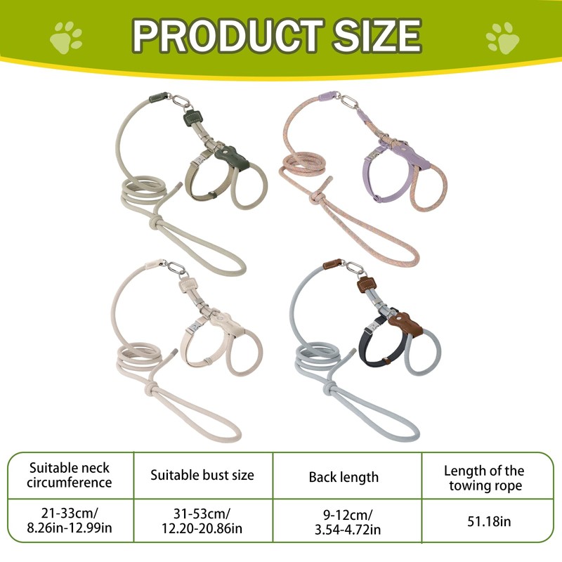 Duuclume Cat Harness and Leash Set,Adjustable Escape-Proof for Walking Cats,Breathable