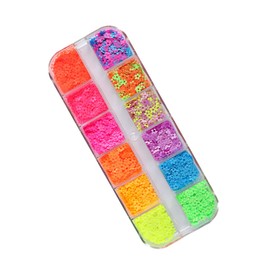 Baluue 12grid Flower Sequins Nail Art Manicure Glitter Decorative Nail Glue Stickers