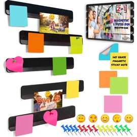 Inooves Combo Bulletin Board Strips - 5Pcs Felt & Magnetic Cork Board Strips, Strong Adhesive Cork Strips Bulletin Bar Strip, Small Cork Boards for Walls Home Office Organizer 1/2" Thick (Black)